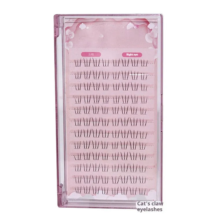 Kitten's paw lower false eyelashes with segmented sheer root and natural long pointed tail style