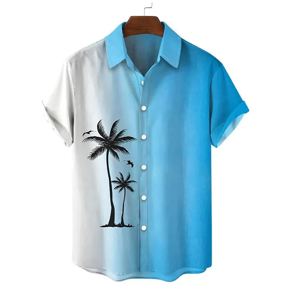 Hawaiian men's short-sleeved shirt with 3D printed floral pattern in regular fit
