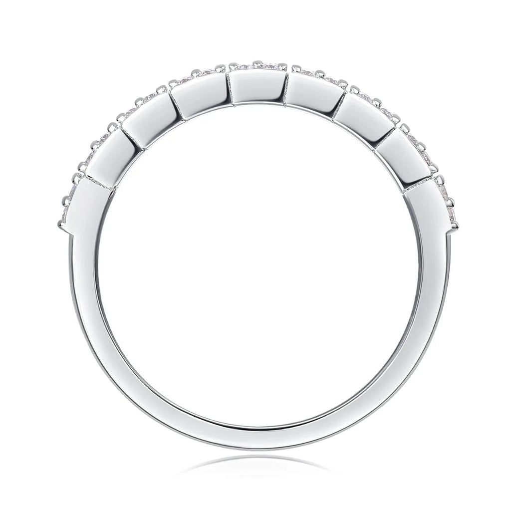 For Love moissanite wedding ring set in S925 silver with platinum plate, gold colour, size option, in gift box