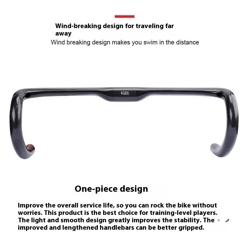 Carbon fibre road bicycle drop bar handle in black grey silver colour with UD finish options