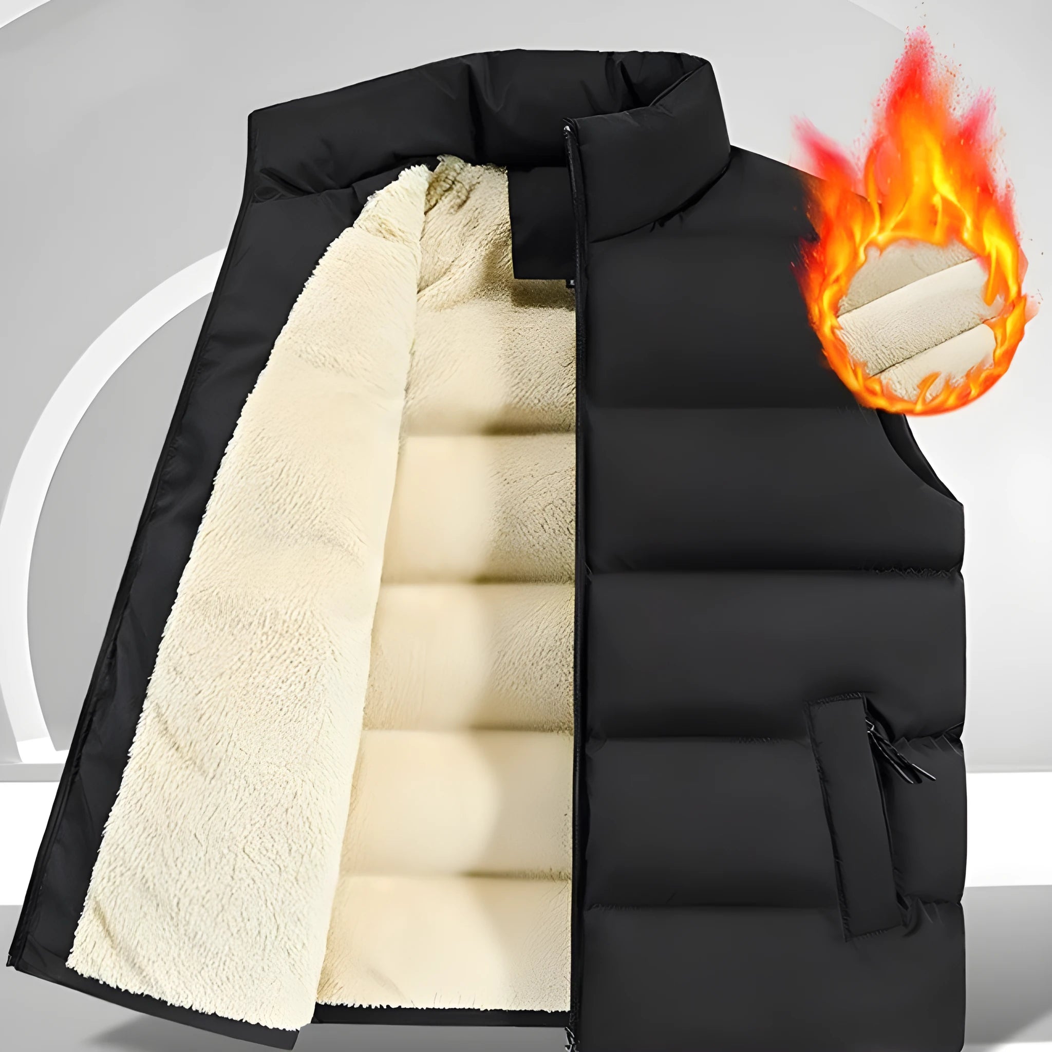 Men's striped lambswool vest in black colour showing waistcoat design with autumn winter styling
