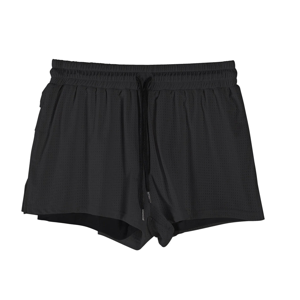 Men's quick-drying nylon summer shorts in black or white colours with mid waist design