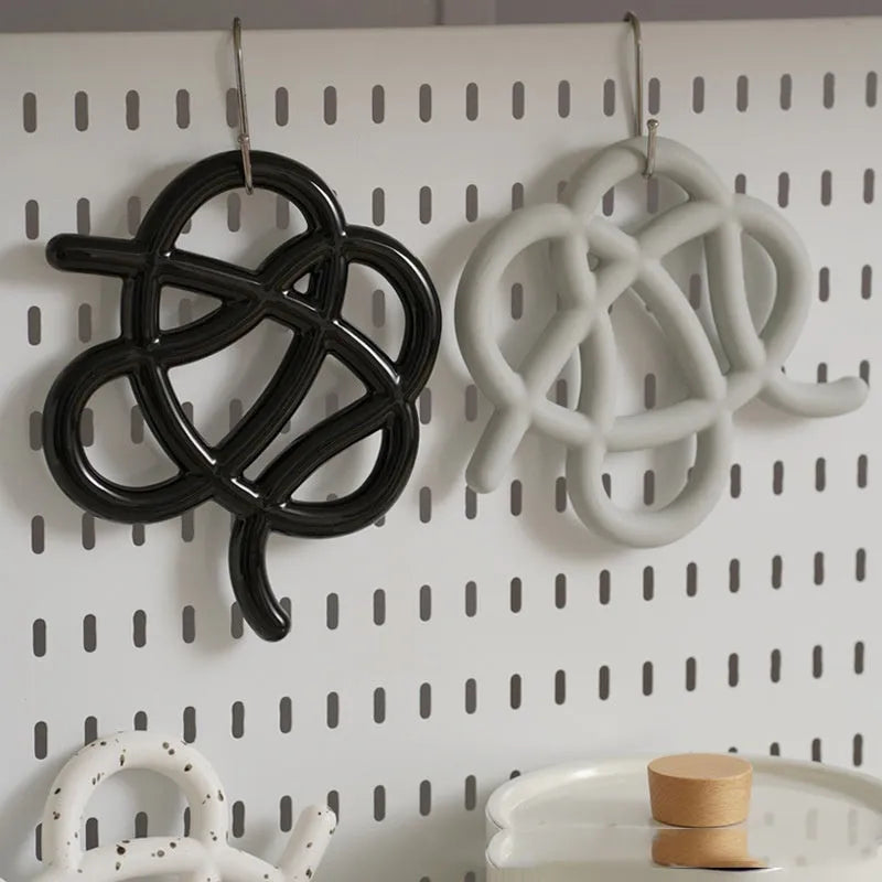 Ceramic heat proof mat with irregular shape for dining table protection in three colour options