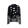 Black loose fit men's hooded sweater with pearl decorative details on hood