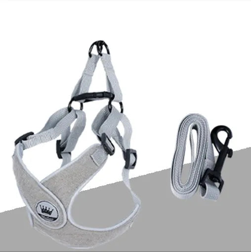 Adjustable dog cat harness vest in breathable mesh material with reflective strips and metal D-ring