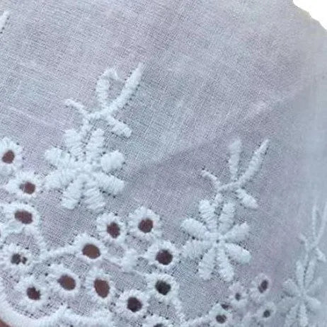 Embroidered lace cutout cotton trim in four widths for DIY clothing accessories