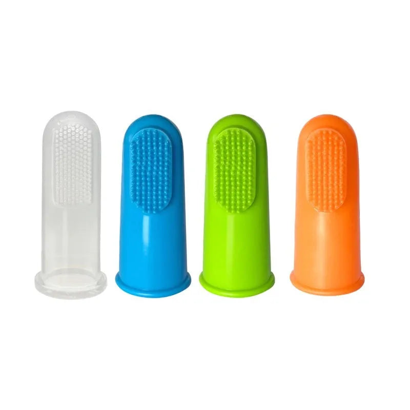 4-piece boxed set of soft TPR pet finger toothbrushes for cats and dogs