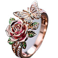 Fairy style butterfly ring with oil-treated finish and adjustable fitting