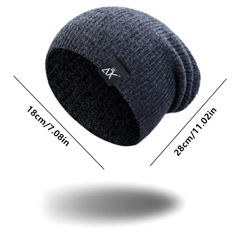 Unisex 100% acrylic knitted beanie in black, stretch fit 55-60cm for winter outdoor use