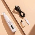 White dog paw trimmer with LED light and 18mm blade for quiet grooming