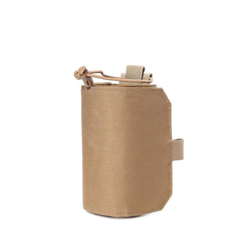 Adjustable insulated bottle cover in Oxford cloth with PU lining, shown in khaki colour.