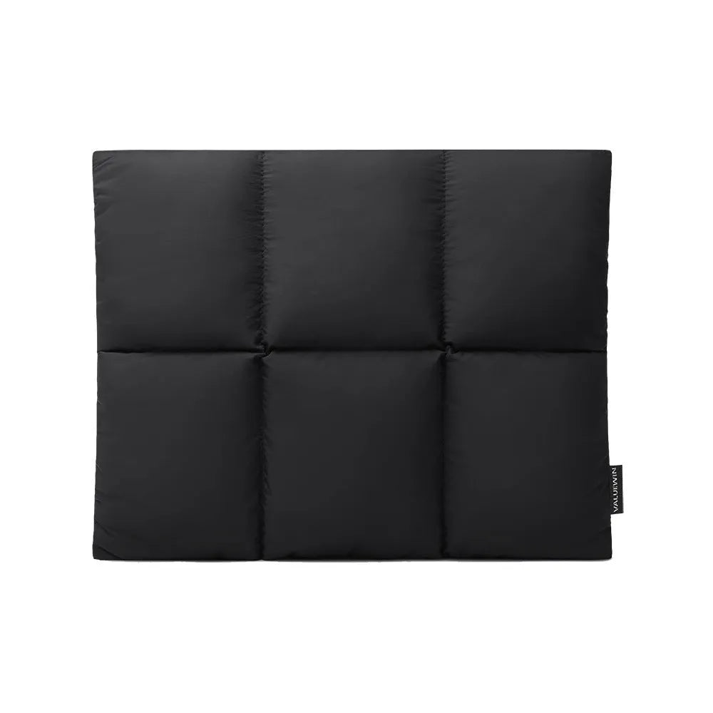 Soft fluffy laptop sleeve for 13-15.6 inch devices in black or khaki with visible sewing thread detailing