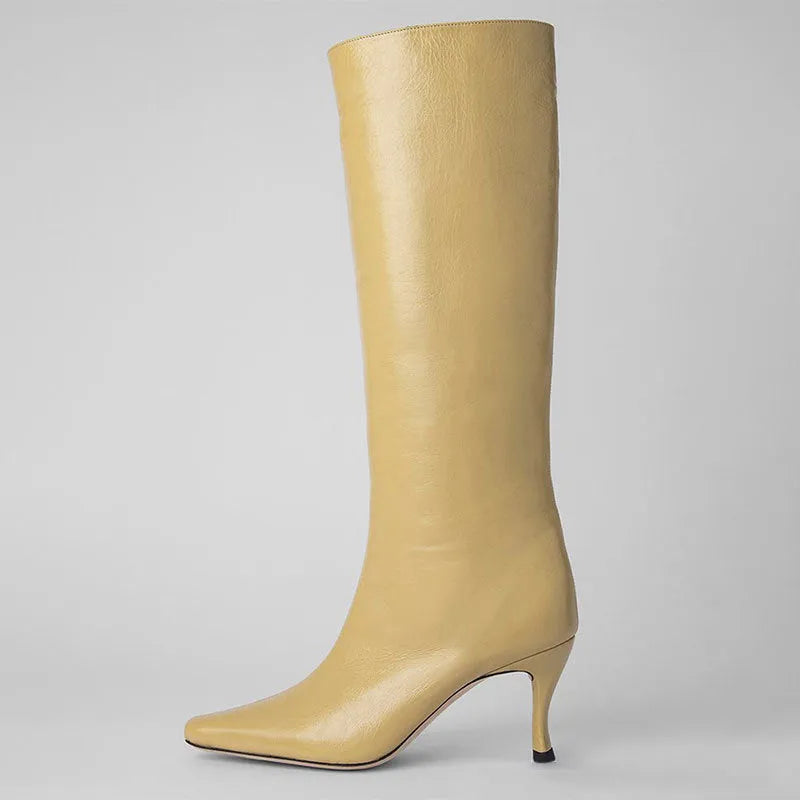 Women's square toe cowboy boots in microfiber, shown in a choice of colours including black, brown, and snake print.