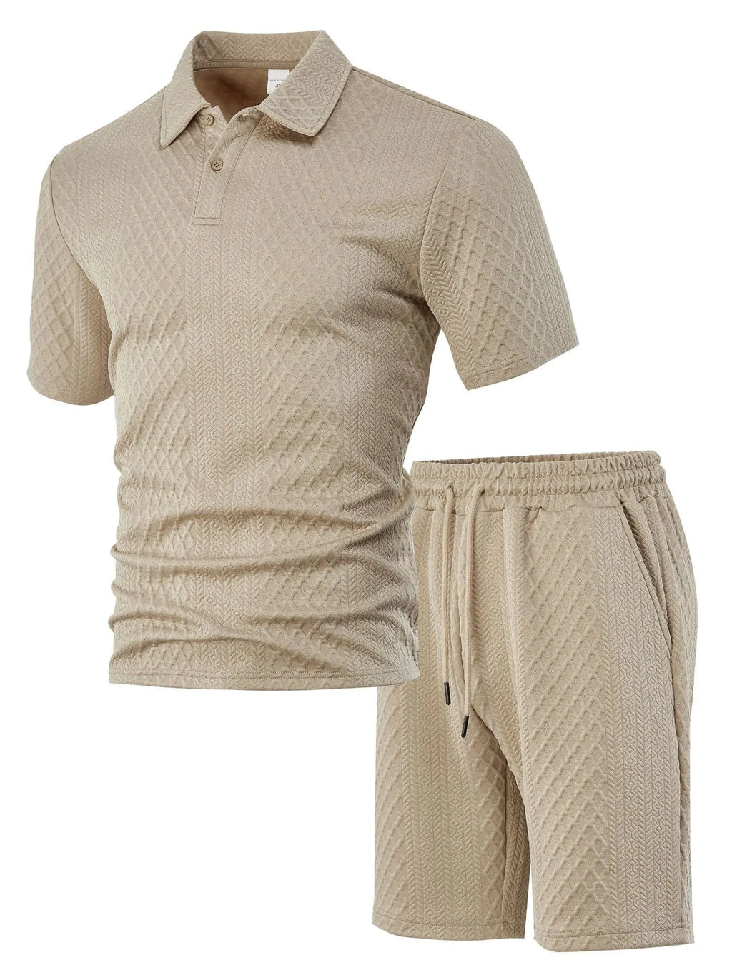 Men's patterned cloth casual suit with thin short sleeve polo shirt in multiple colour options
