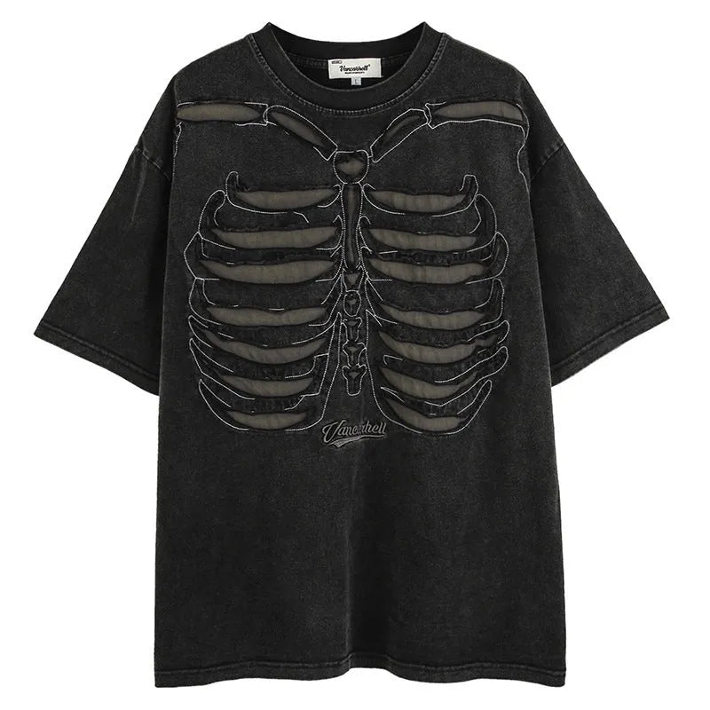 Dark high street style skull graphic short sleeve t-shirt in loose fit with drop shoulders.