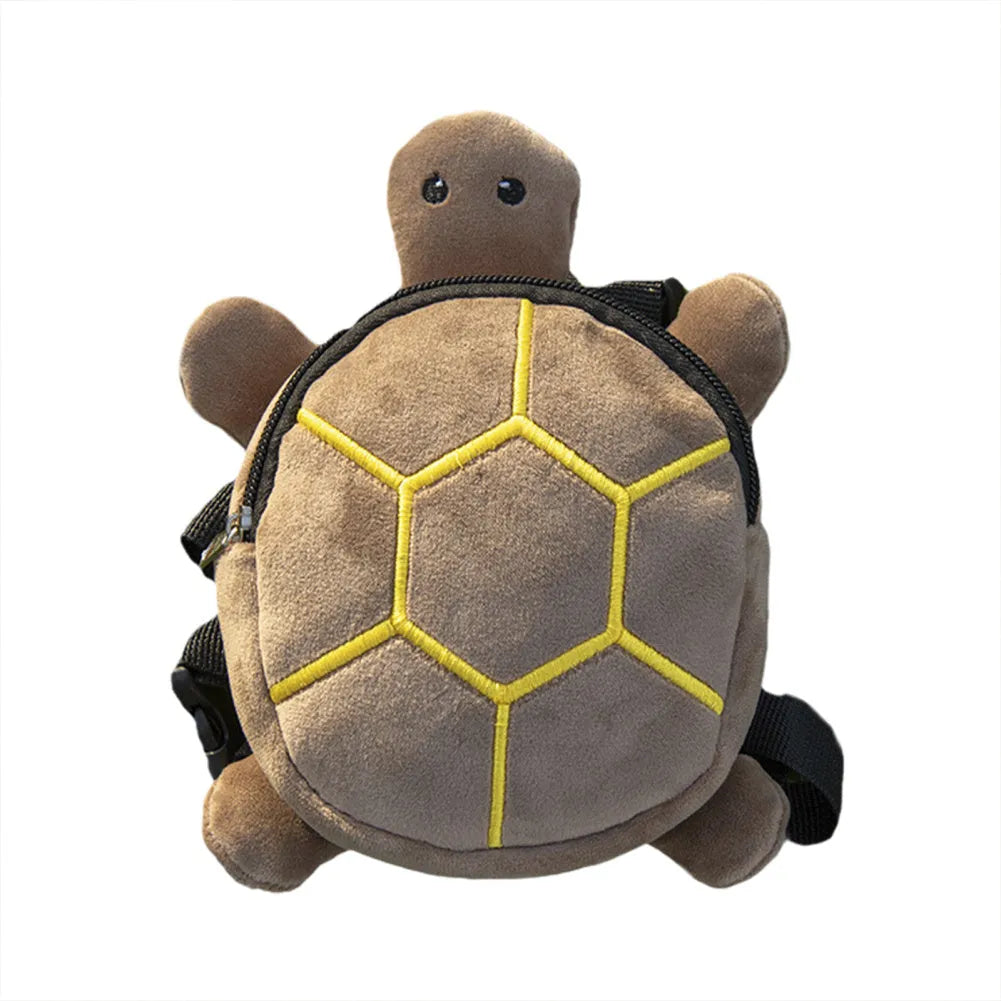 Turtle-shaped velvet dog backpack harness with metal zipper in four colour options