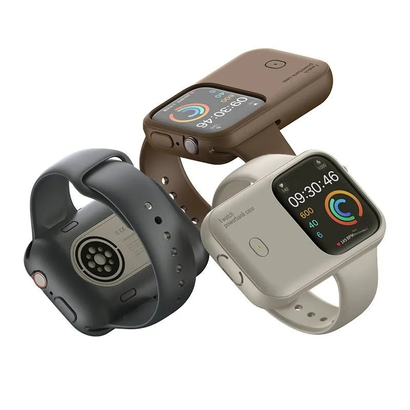 Apple Watch portable charging case power bank with Type-C port and silicone protective case