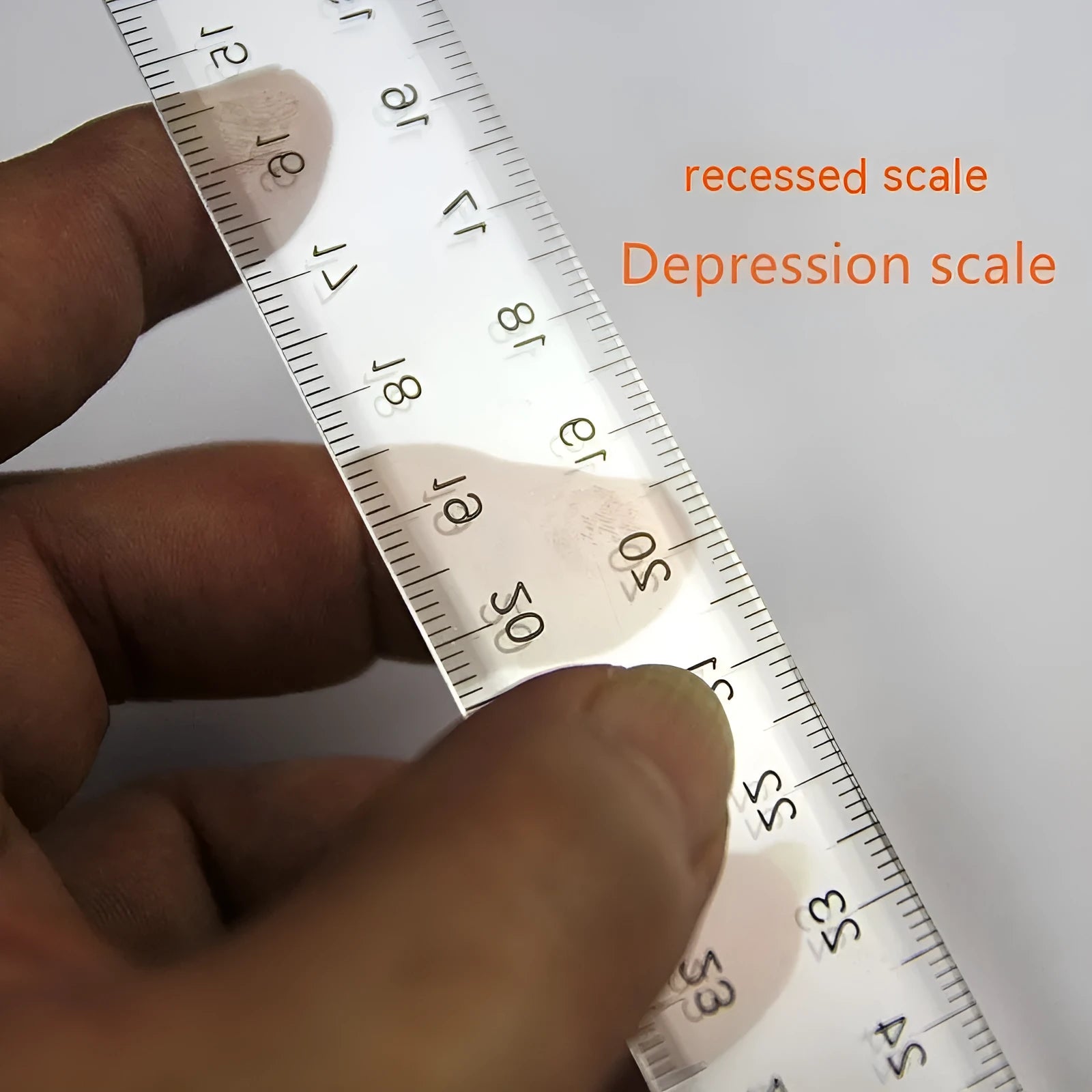 30cm T-shaped plastic ruler in transparent or orange-yellow with British or double centimetre scales