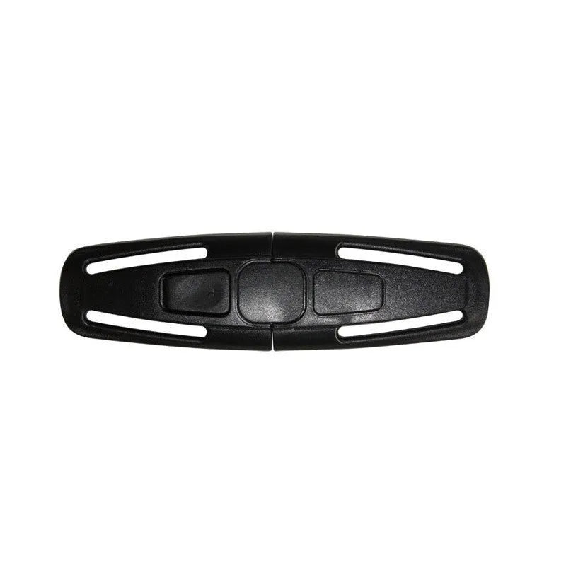 Black nylon PA66 child safety seat 5-point harness buckle measuring 14.5cm by 4cm