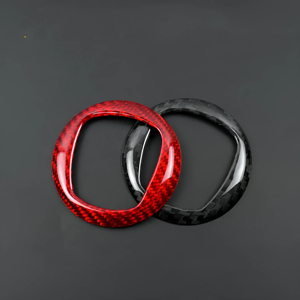 Real dry carbon fibre steering wheel decorative sticker frame in black or red, 280mm size