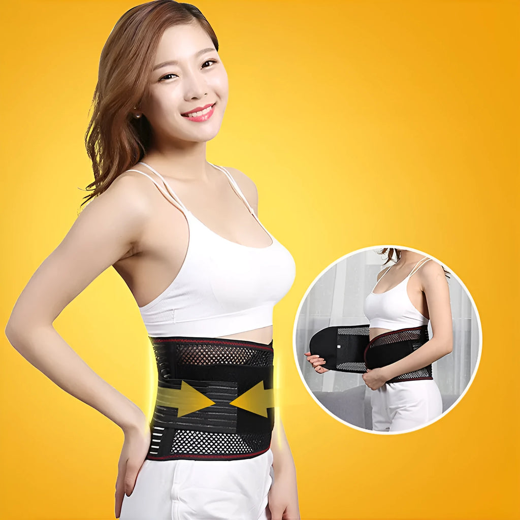 Black sports waist support with steel plate lumbar reinforcement for adult fitness activities