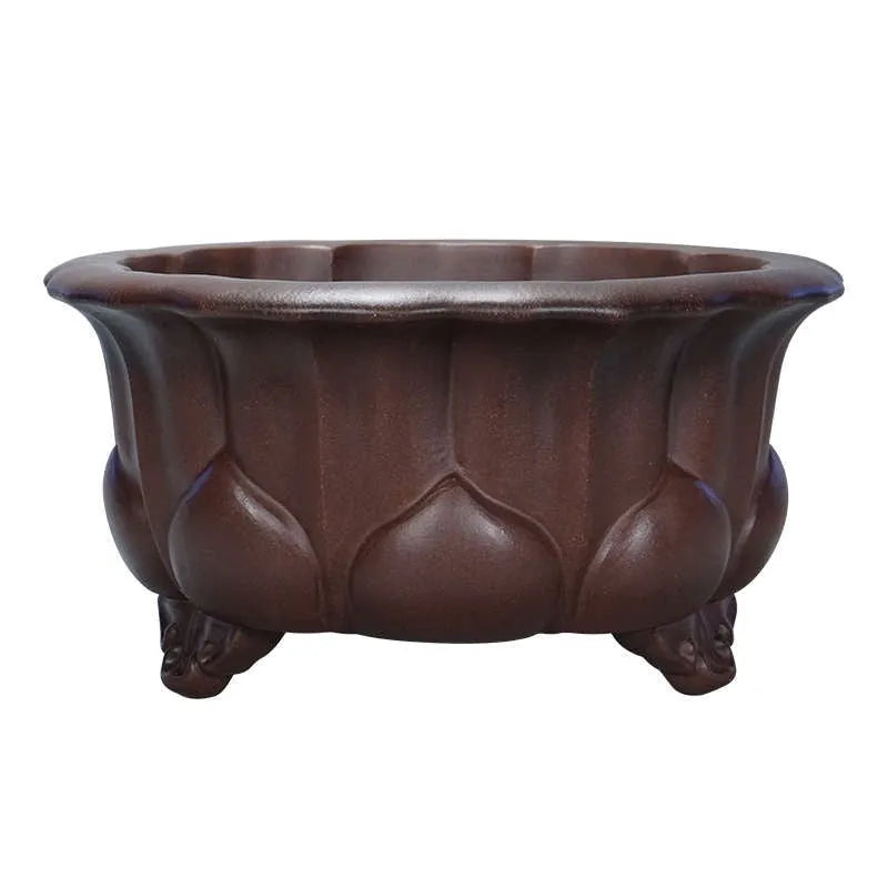 Purple sand ceramic succulent flowerpot with Chinese classical styling measuring 37x37x20cm