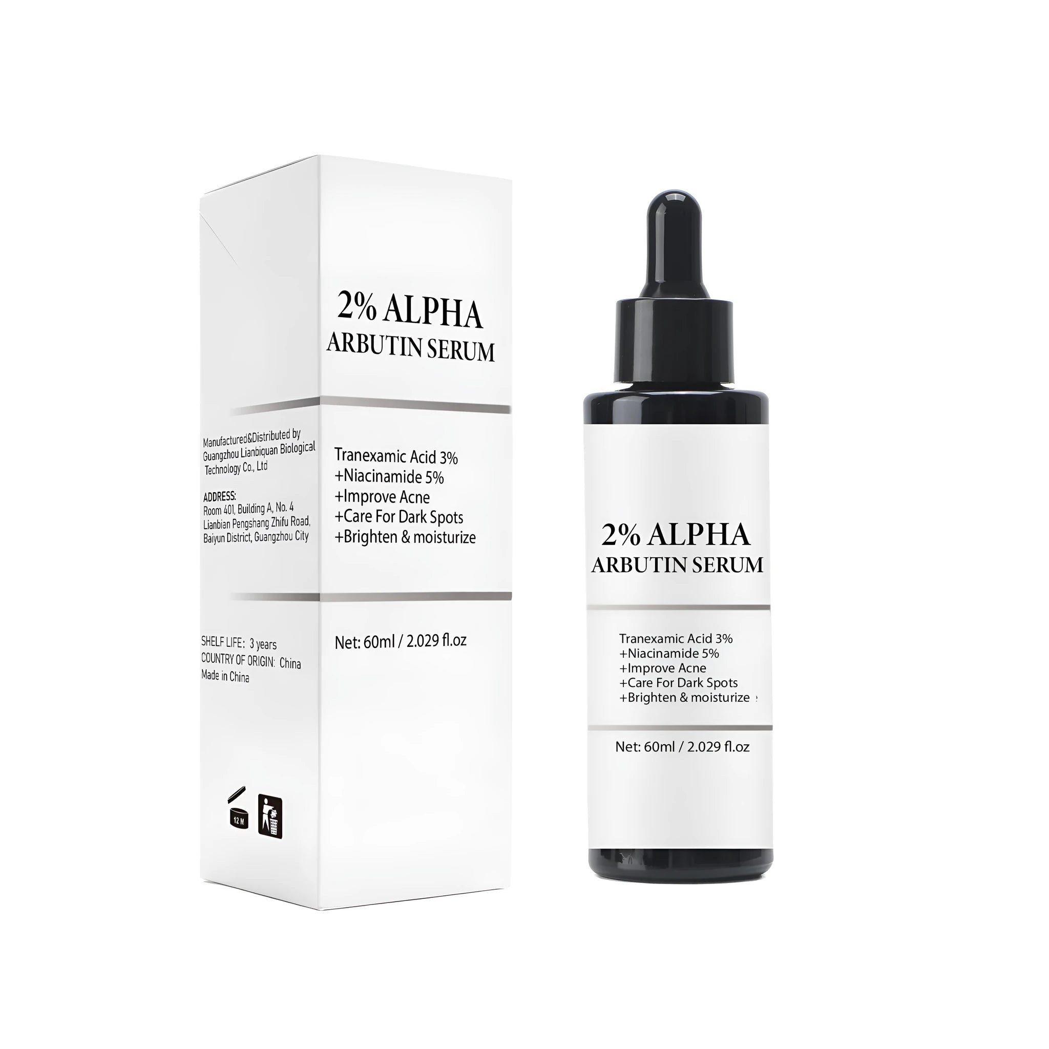 Alpha-Arbutin Facial Care Solution 60ml moisturising skincare treatment bottle