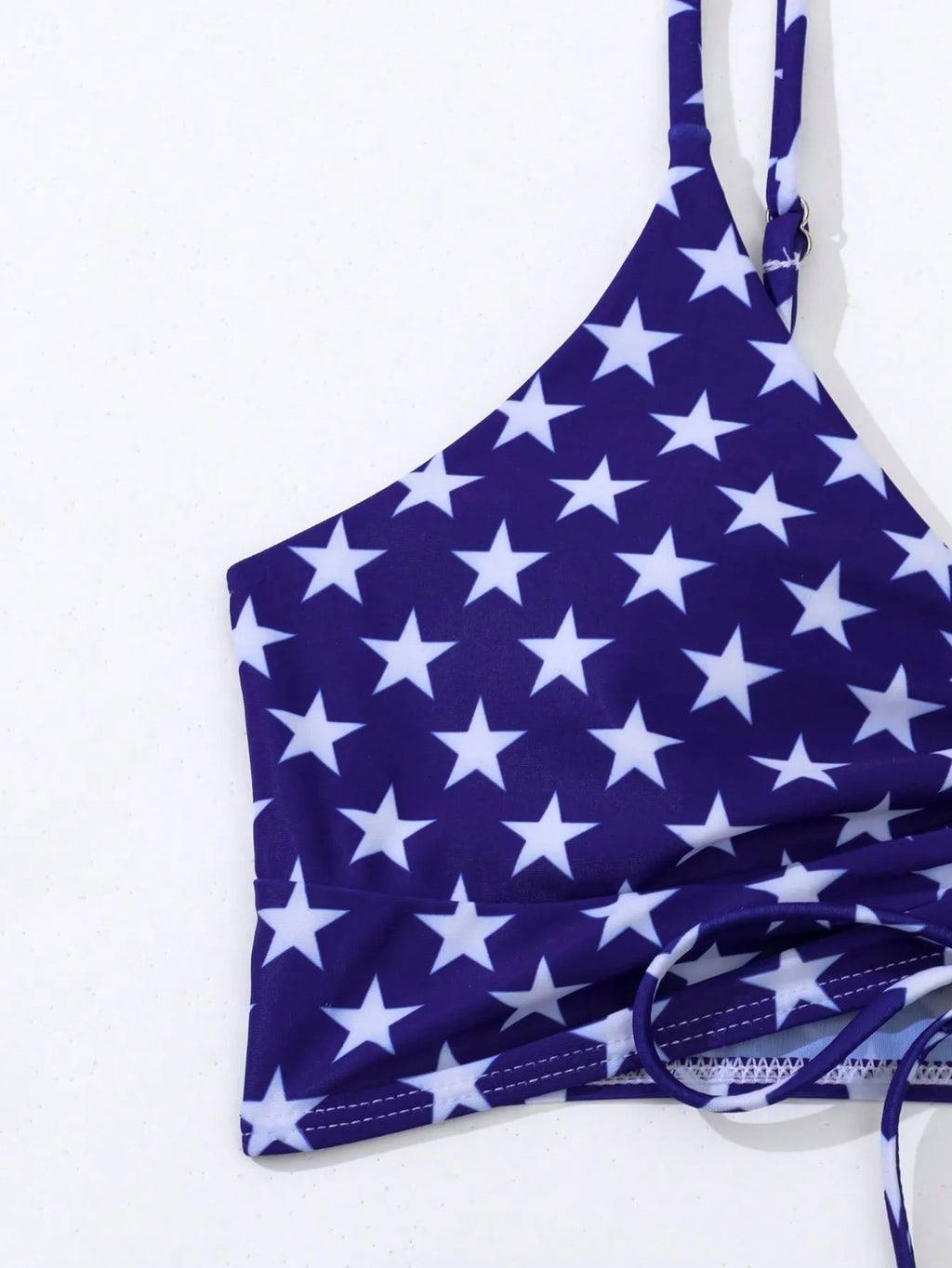 Women's high waist boxer swimsuit with drawstring waist in Stars and Stripes pattern