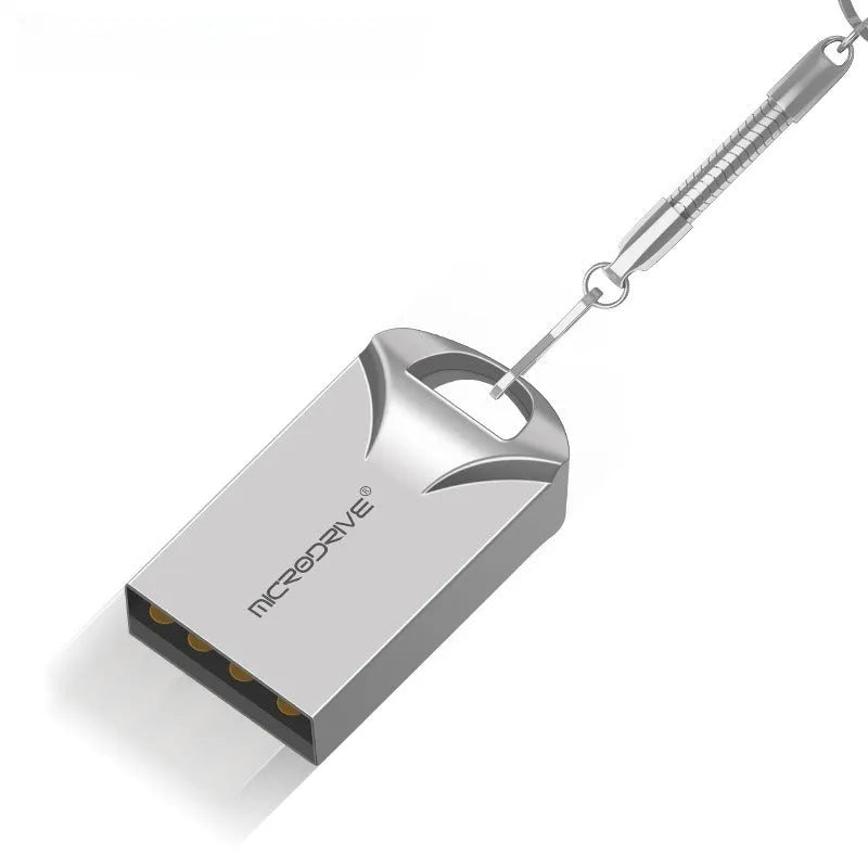 Mini metal USB flash drive in black or silver showing compact 23mm length with standard USB connector