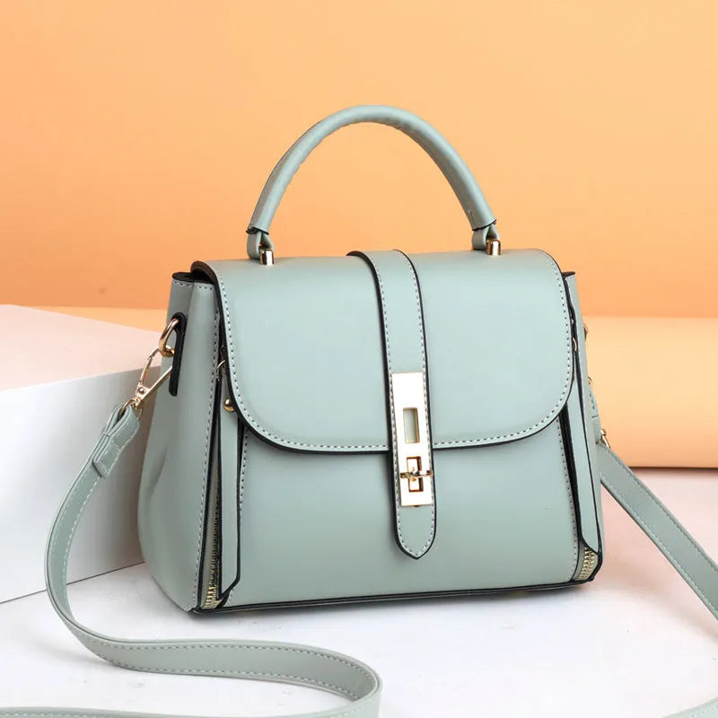 Women's soft PU leather shoulder bag in square vertical messenger style