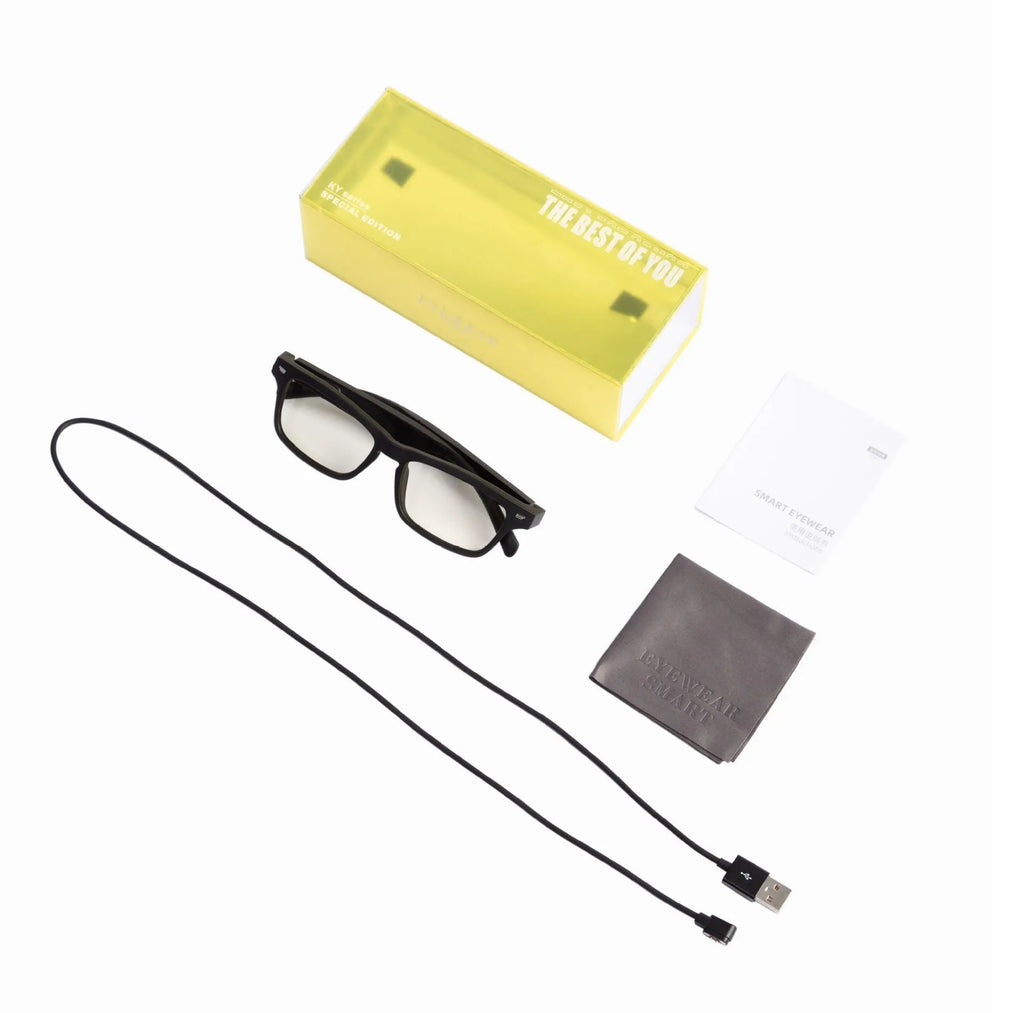 Smart Bluetooth audio sunglasses with polarised lenses on a sports background.