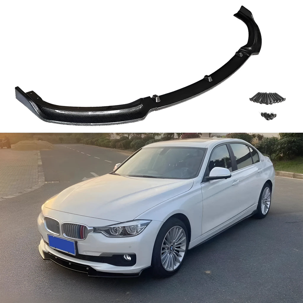 BMW 3 Series F30 F35 front bumper spoiler lip in black polypropylene, 96 cm long