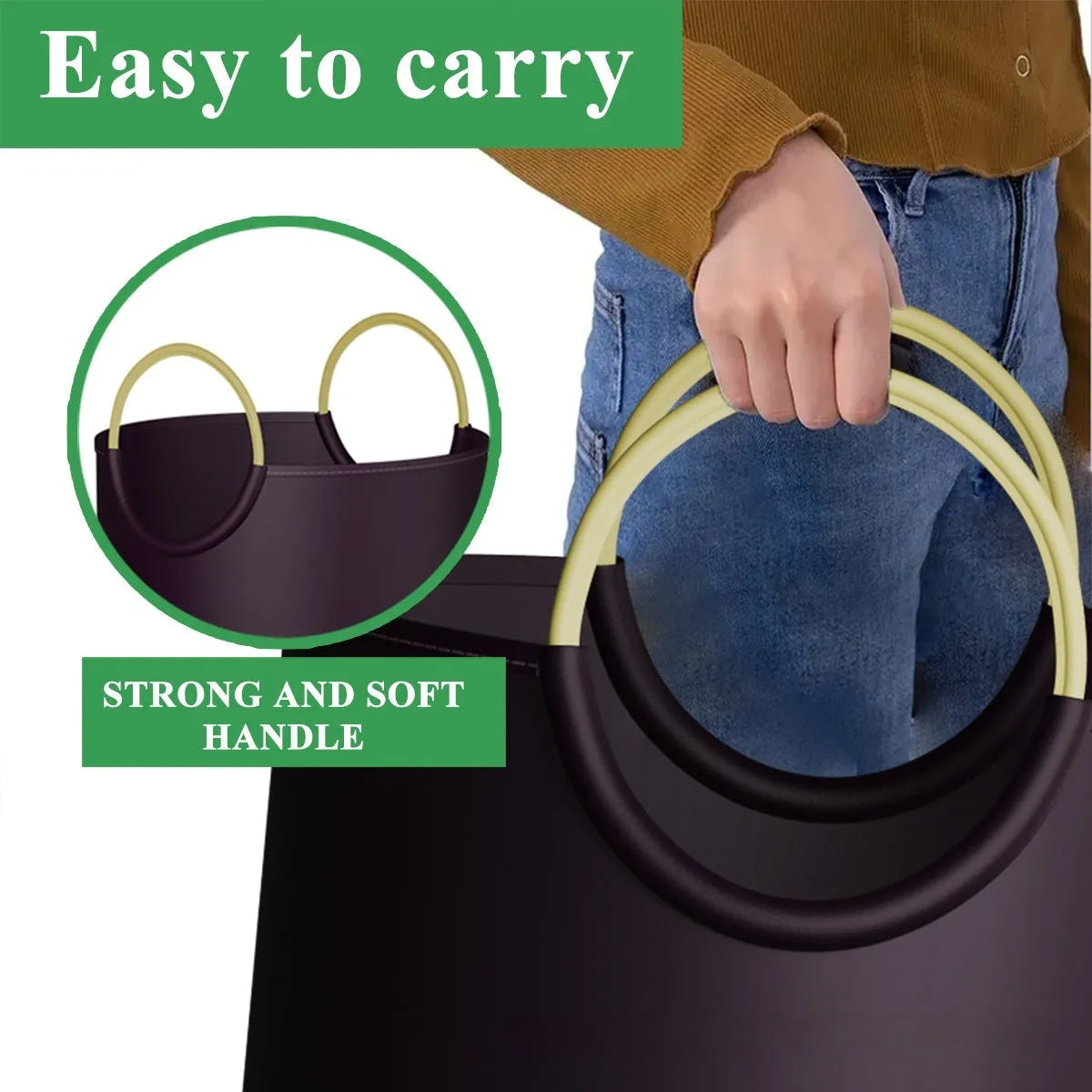 Round portable plastic bin 38x72cm for office and outdoor waste disposal