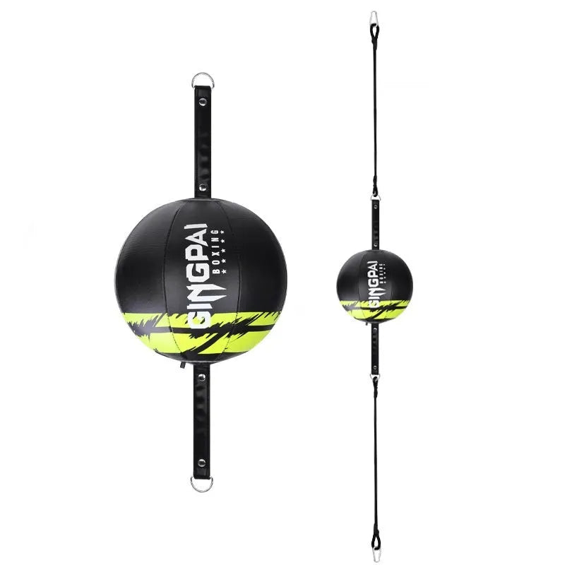 Hanging boxing speed ball in three colour options: black, black and green, or white