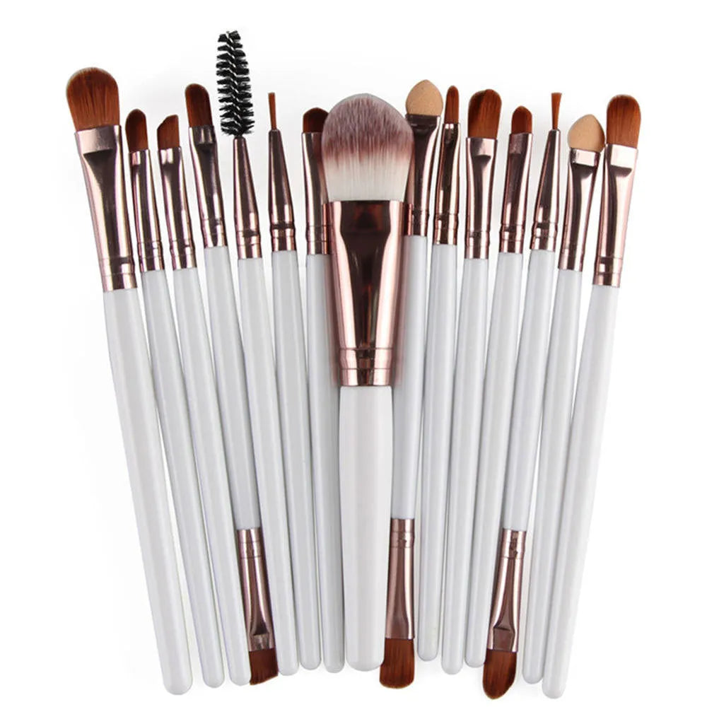18-piece makeup brush set with fan-shaped cosmetic tools for professional application