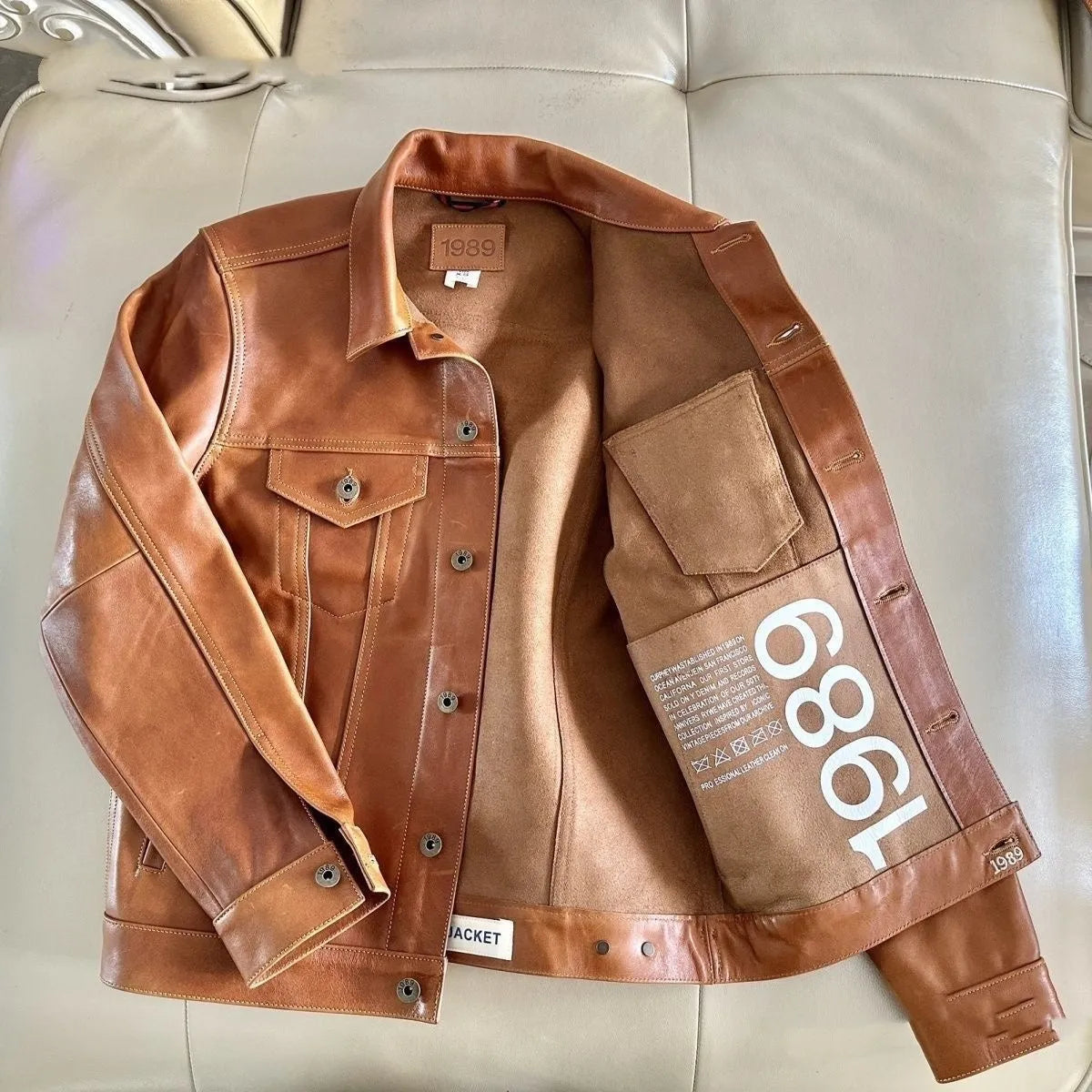 American Western cowboy genuine cowhide leather short jacket for men in black colour