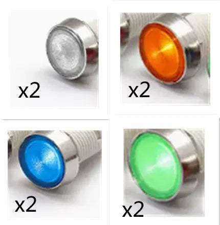 10mm stainless steel edge plastic indicator light with wire and flat metal bezel in multiple colours