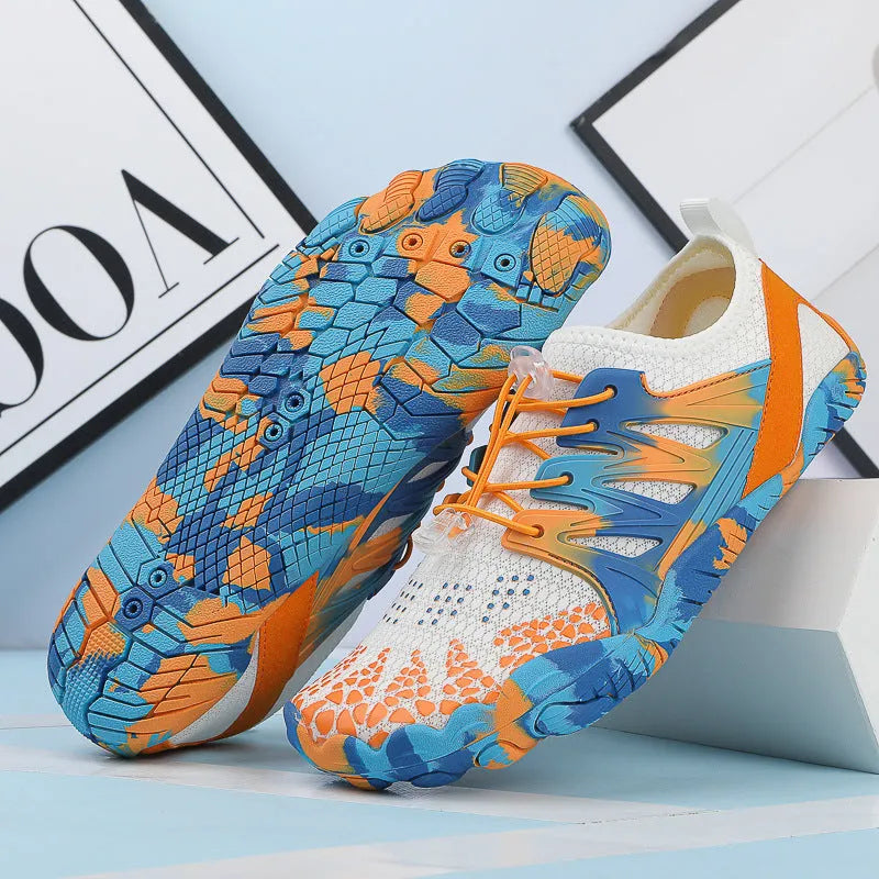 Quick-drying mesh beach shoes with rubber non-slip soles in multiple colour options