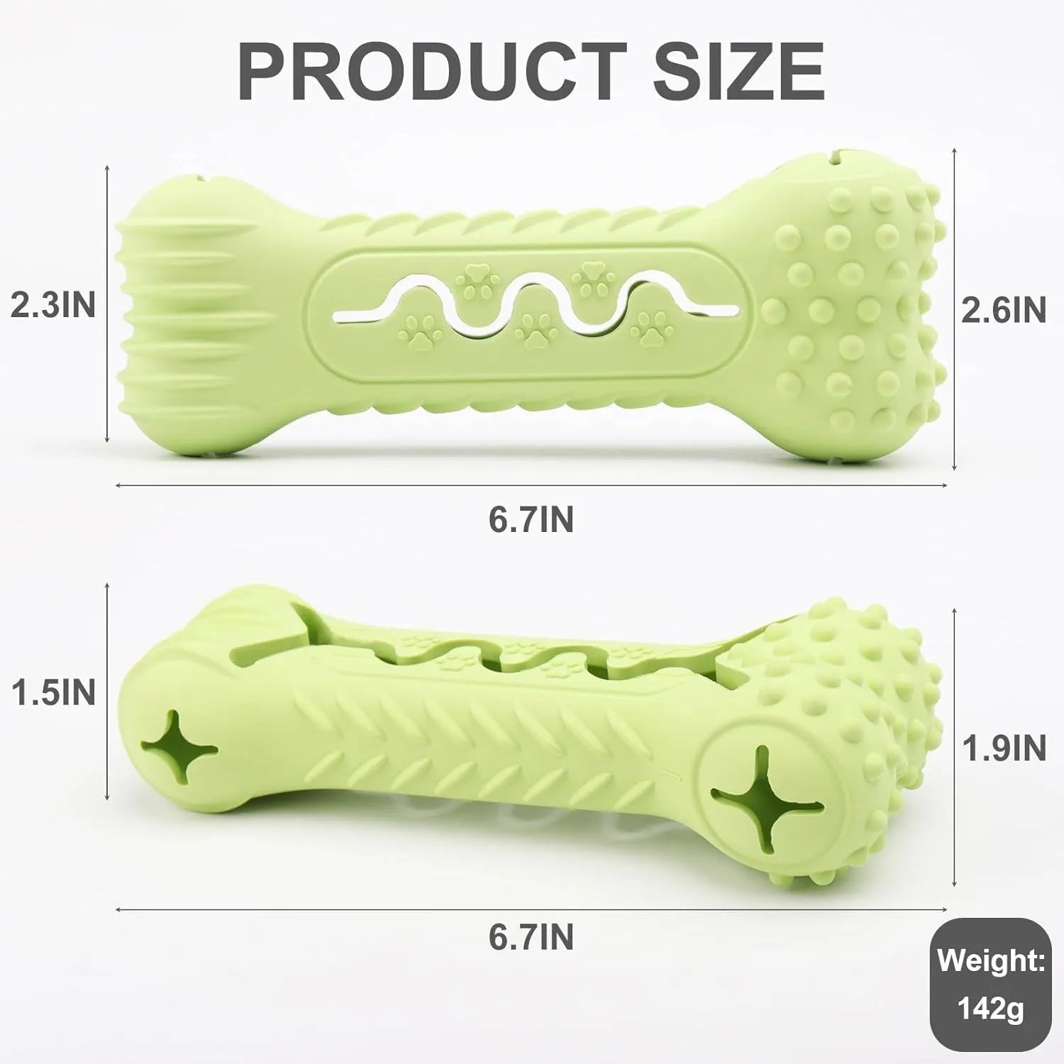Bone-shaped natural rubber dog chew toy in blue green orange colours