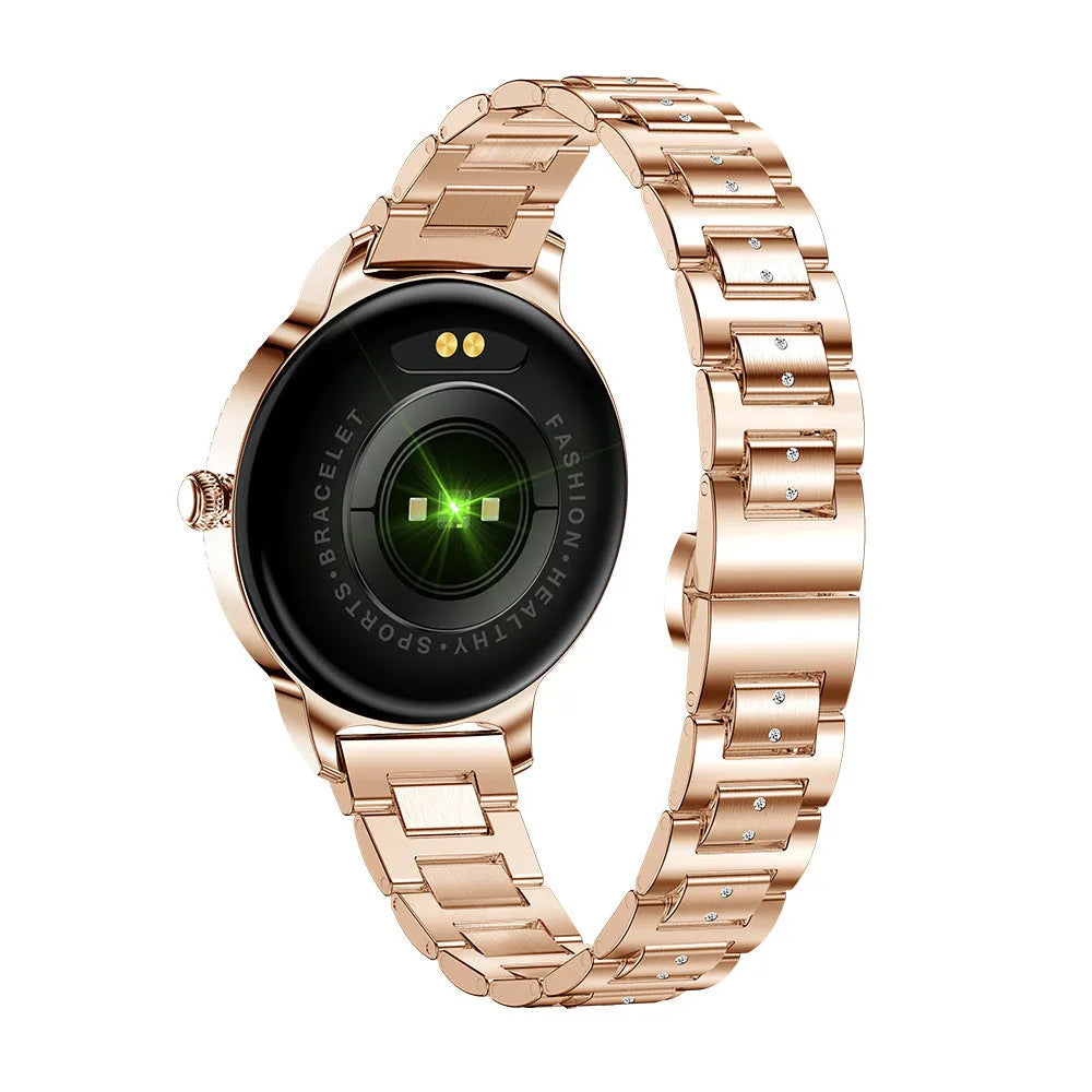 AK38 smart watch for women with stainless steel strap and 1.09-inch colour screen