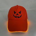 New Halloween LED baseball cap cloth material free size pumpkin smile yellow light glowing cap