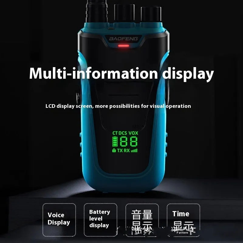 Red or yellow high-power 10W rechargeable intercom for hotels and child monitoring with USB charging.