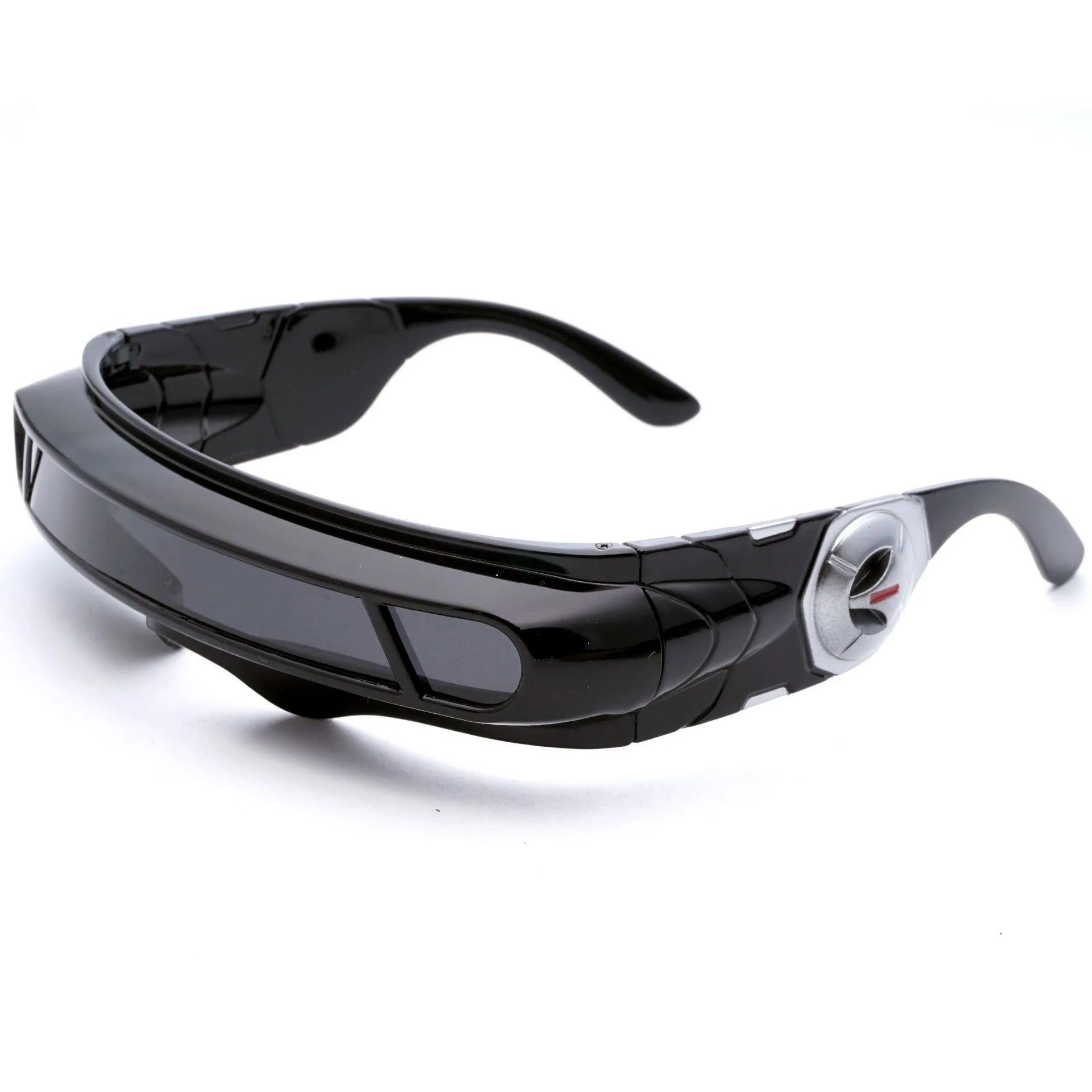 Black sports sunglasses with polarised lenses in grey, red mercury, and blue mercury colour options