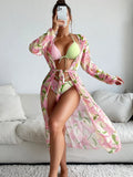 Women's printed bikini swimsuit with quick-dry fabric in European and American sizing