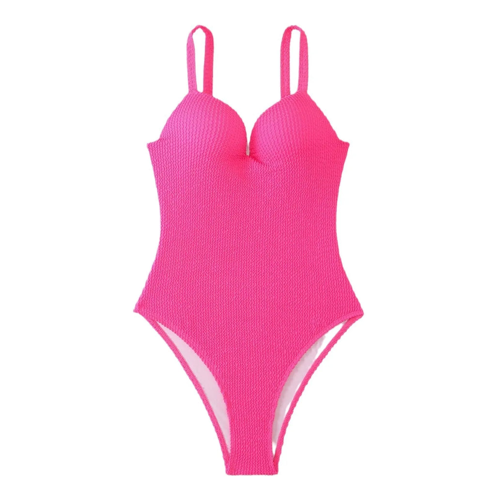 Women's black sleeveless one-piece swimsuit with a sunkissed stripe pattern on a mannequin.