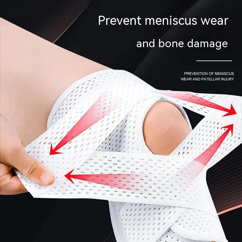 Black mesh fabric knee protective sleeve for meniscus and patellar injury recovery in adult size