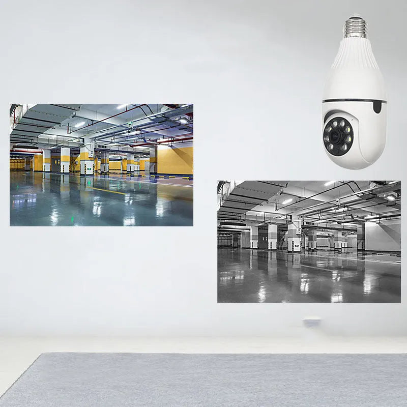 Minions-themed wireless security camera with wide-angle lens showing 3MP full-colour HD resolution specifications