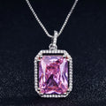 Copper geometric mixed gem inlay pendant necklace with box chain – pink diamond colour