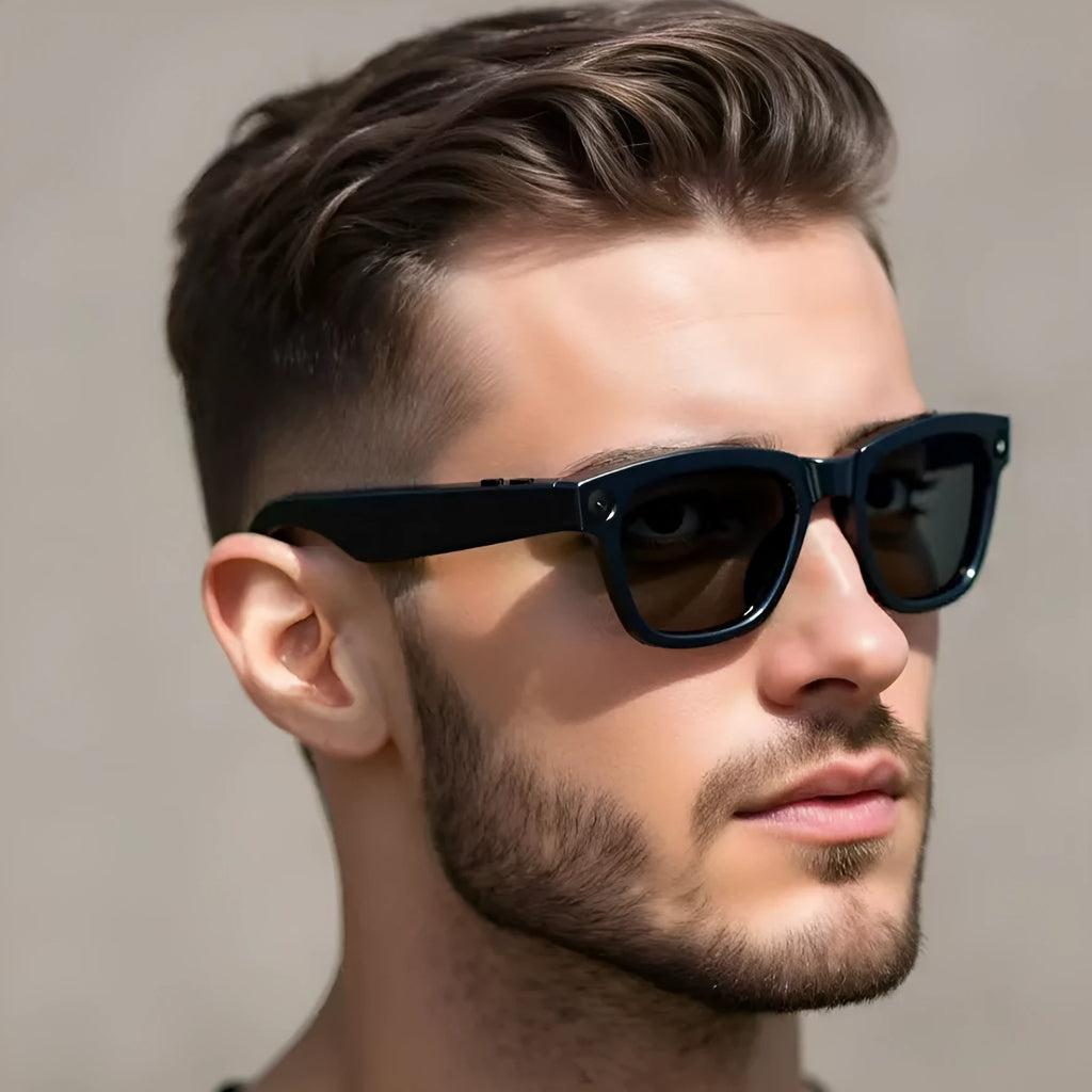 AI translation smart glasses with camera and black lens option