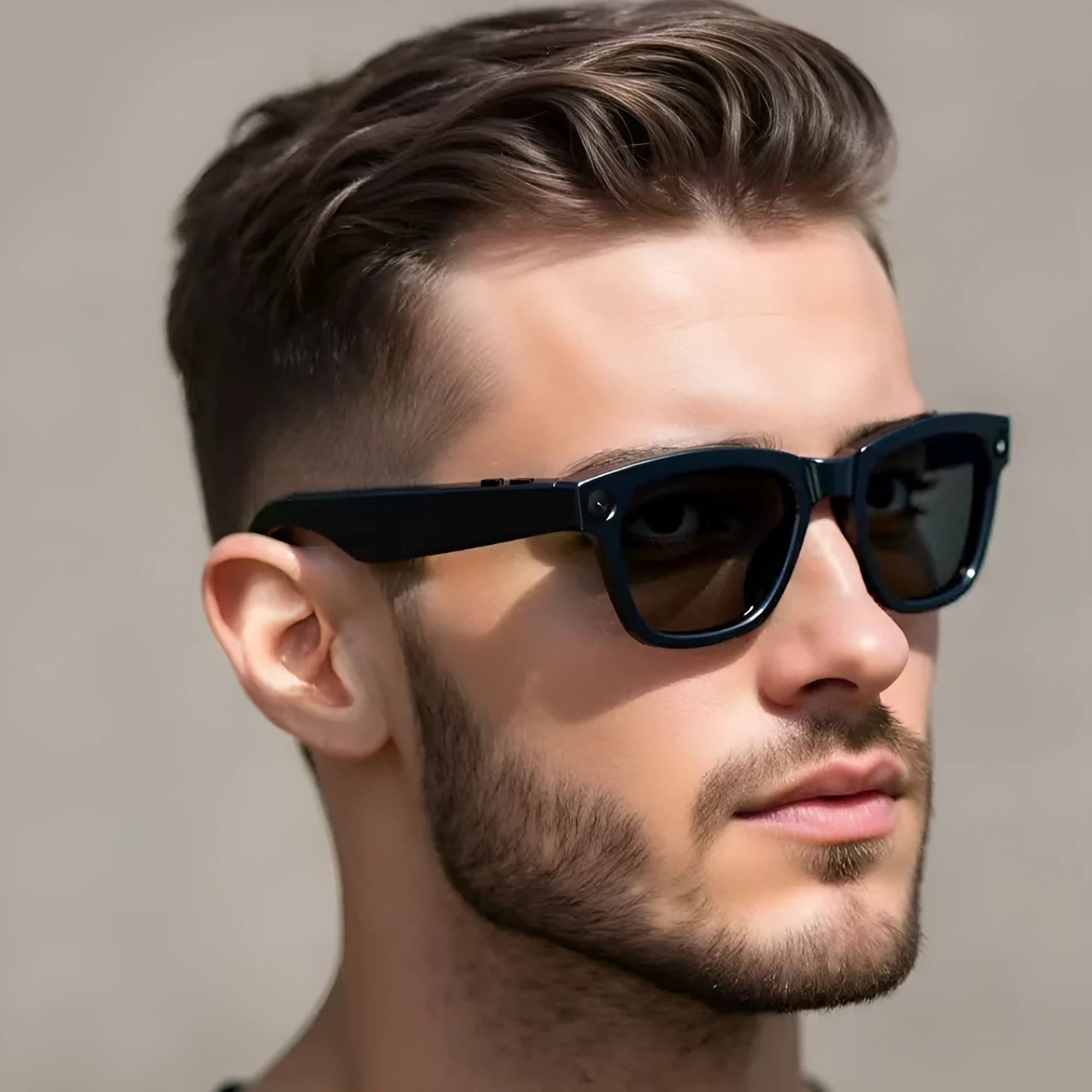 AI translation smart glasses with camera and black lens option